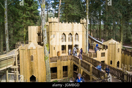 The large wooden play castle at Lowther Castle, Cumbria Stock Photo