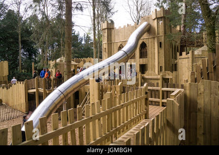 The large wooden play castle at Lowther Castle, Cumbria Stock Photo