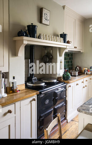 An Aga stove in a British country kitchen Stock Photo