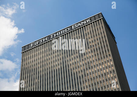 A logo sign outside of the headquarters of Fifth Third Bancorp (Bank), in Cincinnati, Ohio on June 29, 2017. Stock Photo
