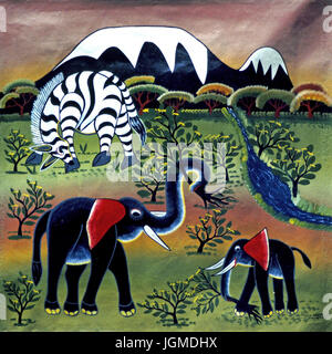 Naive painting, Tanzania, Africa, Naive Malerei, Afrika Stock Photo
