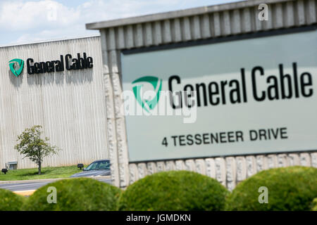A logo sign outside of the headquarters of General Cable in Highland Heights, Kentucky on July 2, 2017. Stock Photo