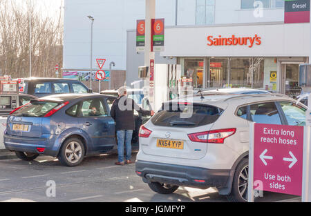 Filling station at Sainsbury's in Darlington,England,UK Stock Photo