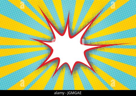 sharp comic bubble cloud in the background of pop art rays Stock Vector