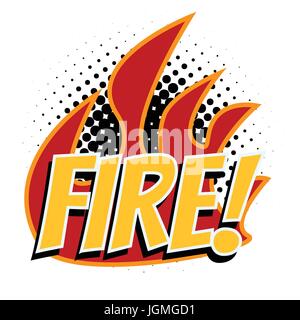 fire word pop art style Stock Vector