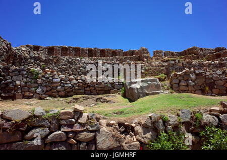 The Chincana Inca Ruins on the Isla del Sol on Lake Titicaca Stock Photo