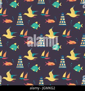 Maritime icons pattern. Stock Vector