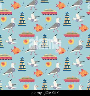 Maritime icons pattern. Stock Vector