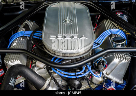 BERLIN - JUNE 17, 2017: Engine of the Ford Shelby Mustang GT500 Eleanor. Close-up. Classic Days Berlin 2017. Stock Photo