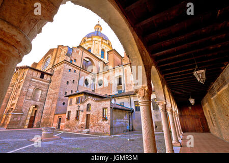 Mantova city cathedral and arches view, European capital of culture and UNESCO world heritage site, Lombardy region of Italy Stock Photo