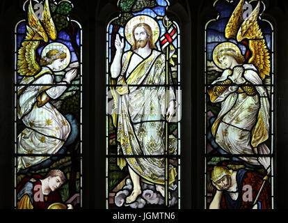 Stained Glass Window in St. Tysilio's Church, Church Island, Menai Bridge Stock Photo