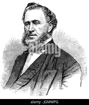 1879: A portrait of Brigham Young, the second President of The Church of Jesus Christ of Latter-day Saints (or Mormons) from 1847 until his death in 1877, Ohio, United States of America Stock Photo