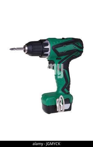 Cordless screwdriver drill isolated on white background with clipping path. Stock Photo