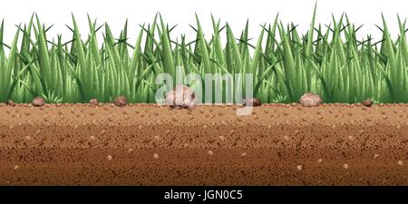 Seamless background with grass on the ground illustration Stock Vector