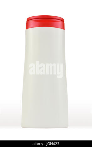 Closed white plastic dispenser for the skin care lotion, without any label - on a white background Stock Photo
