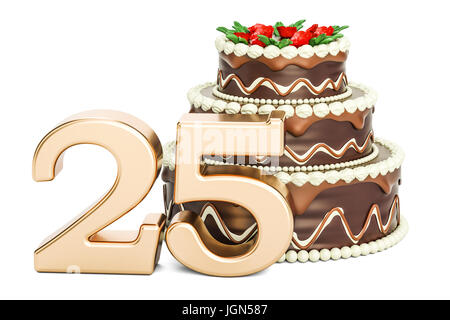 25 birthday gold, white and black - Decorated Cake by - CakesDecor