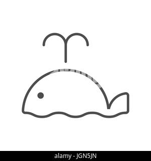 Line style icon with cute whale Stock Vector