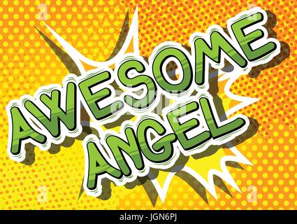 Awesome Angel - Comic book style phrase on abstract background. Stock Vector