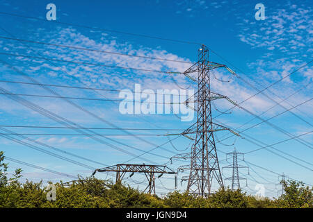 Electricity Pylons, or Towers, carrying high voltage electricity supplies around the UK Stock Photo