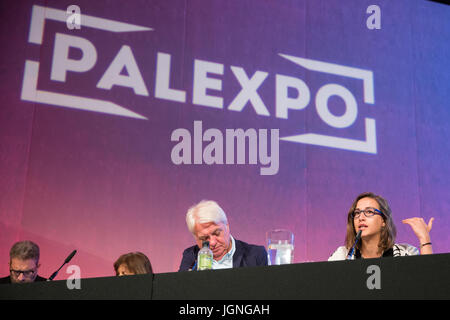 London, UK. 8th July, 2017. Mariam Barghouti, Palestinian-American writer and commentator, addresses a session of Palestine Expo entitled 'From Balfour to Apartheid'. 2017 marks the centenary of the Balfour Declaration. Credit: Mark Kerrison/Alamy Live News Stock Photo