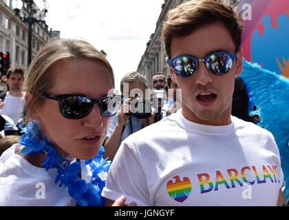 London, UK. 08th July, 2017. Tom Daley poses for media during Pride In London on Saturday. Photo : Taka G Wu Credit: Taka Wu/Alamy Live News Stock Photo