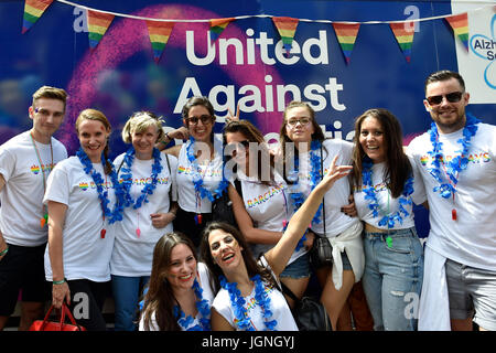 London, UK. 08th July, 2017. Barclays staff took park in this annual event during Pride In London on Saturday. Photo : Taka G Wu Credit: Taka Wu/Alamy Live News