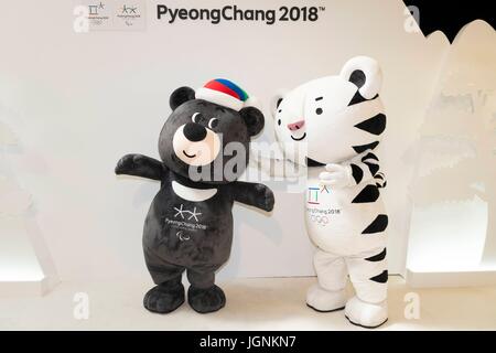 London, UK. 08th July, 2017. Macots of PyeongChang 2018 at London Korean Festival 2017. London, UK. 08/07/2017 | usage worldwide Credit: dpa/Alamy Live News Stock Photo