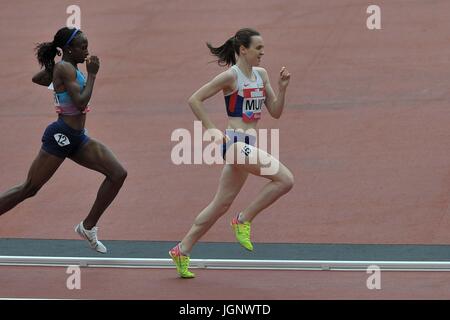 Stratford, UK. 9th Jul, 2017. Laura Muir (GBR). Womens 1 mile. Anniversary games. IAAF Diamond League. London Olympic stadium. Queen Elizabeth Olympic park. Stratford. London. UK. 09/07/2017. Credit: Sport In Pictures/Alamy Live News Stock Photo