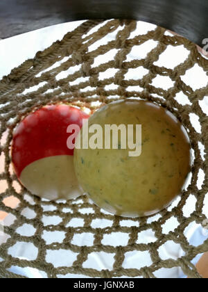 Billiard table pocket with balls Stock Photo