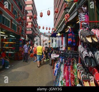 Kuala Lumpur, Malaysia - Jun 6, 2015. People at the market in Chinatown, Kuala Lumpur, Malaysia. There are lots of budget hotels and cheap food in thi Stock Photo