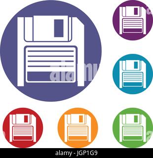 Magnetic diskette icons set Stock Vector