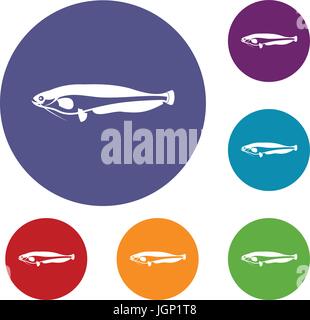 Atlantic mackerel, Scomber scombrus icons set Stock Vector