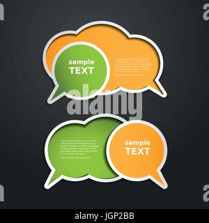 Colorful Labels, Tags, Speech Bubbles - Abstract Orange and Green Round Speech Bubble Concept - Illustration in Freely Editable Vector Format Stock Vector