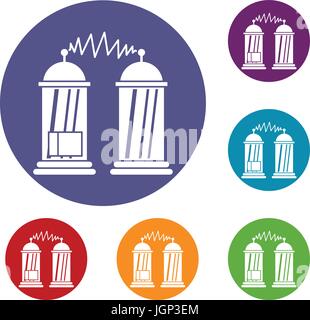 Electrical impulses icons set Stock Vector