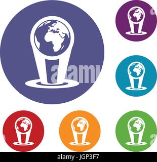 Hologram globe icons set Stock Vector