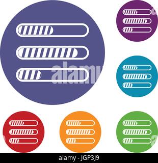 Sign horizontal columns load icons set Stock Vector
