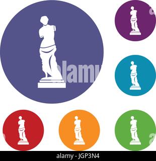 Ancient statue icons set Stock Vector