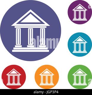Colonnade icons set Stock Vector