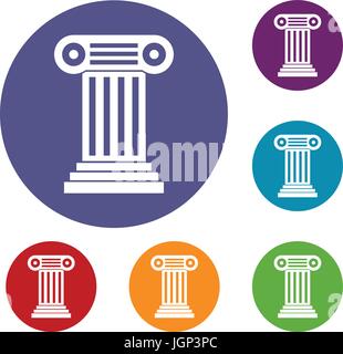 Roman column icons set Stock Vector