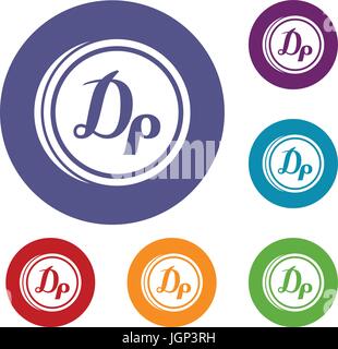 Coin drachma icons set Stock Vector