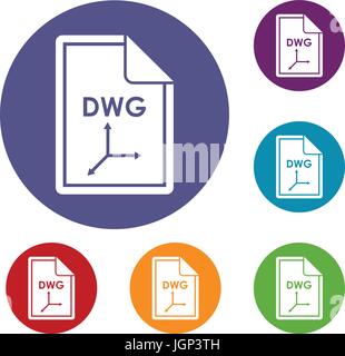 File DWG icons set Stock Vector