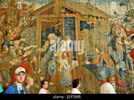 'Detail' from a tapestry in the Galleria degli Arazzi (Tapestry gallery), of the Vatican Museums, Vatican city. Stock Photo