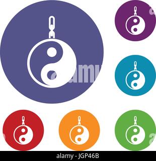 Sign yin yang icons set Stock Vector