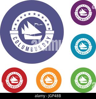 Columbus Day icons set Stock Vector