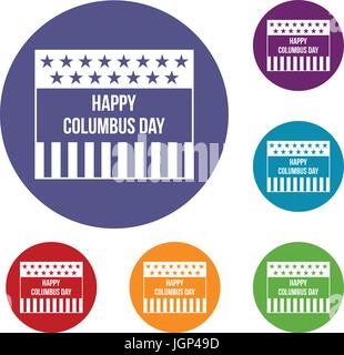 Happy Columbus day icons set Stock Vector