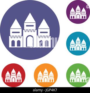 Children house castle icons set Stock Vector