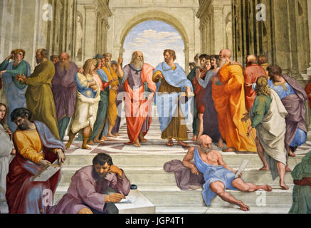 'Detail' from 'La Scuola di Atene' ('The School of Athens') in Stanze di Raffaello ('Raphael Rooms'), Vatican Museums, Vatican city. Stock Photo