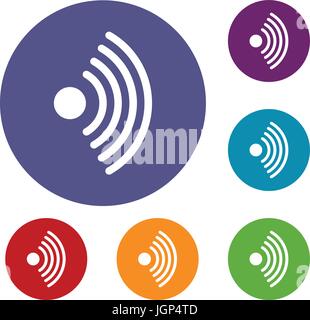 Wireless network symbol icons set Stock Vector
