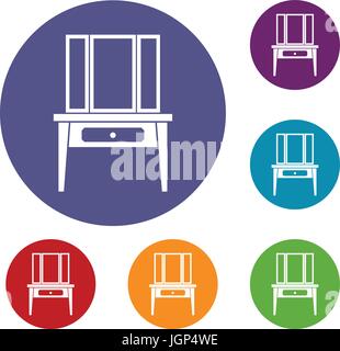 Dressing console, pier-glass icons set Stock Vector