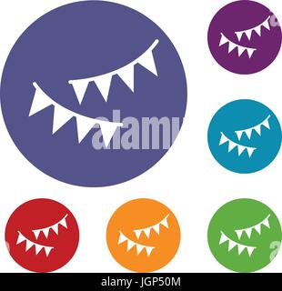 Holiday flags icons set Stock Vector